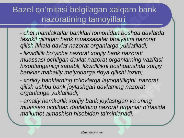 Bankda moliyaviy nazoratni tashkil etish 4
