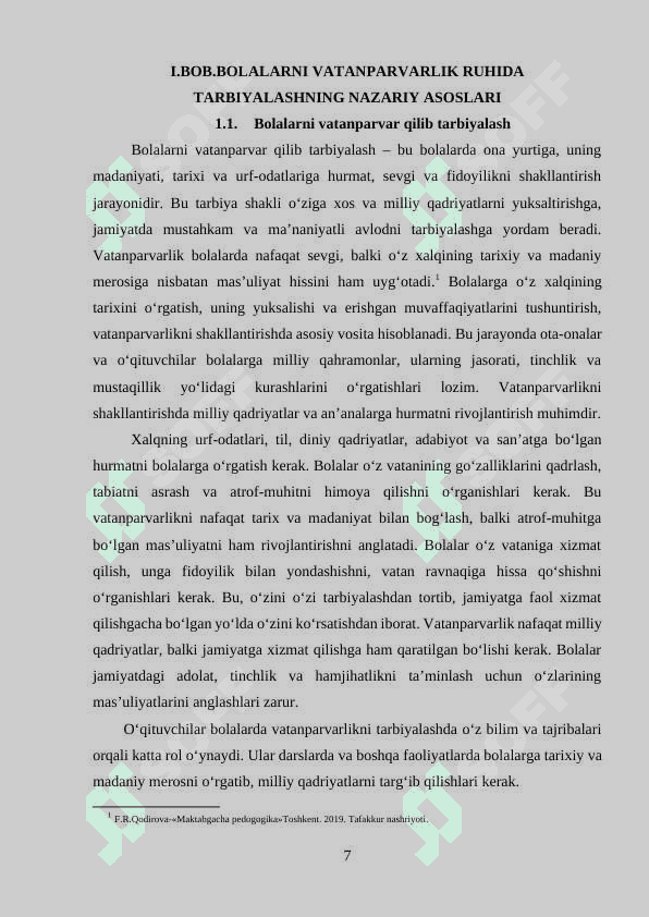 Bolalarni vatanparvarlik ruhida tarbiyalashda Maktabgacha ta’lim tashkilotining o‘rni. 7