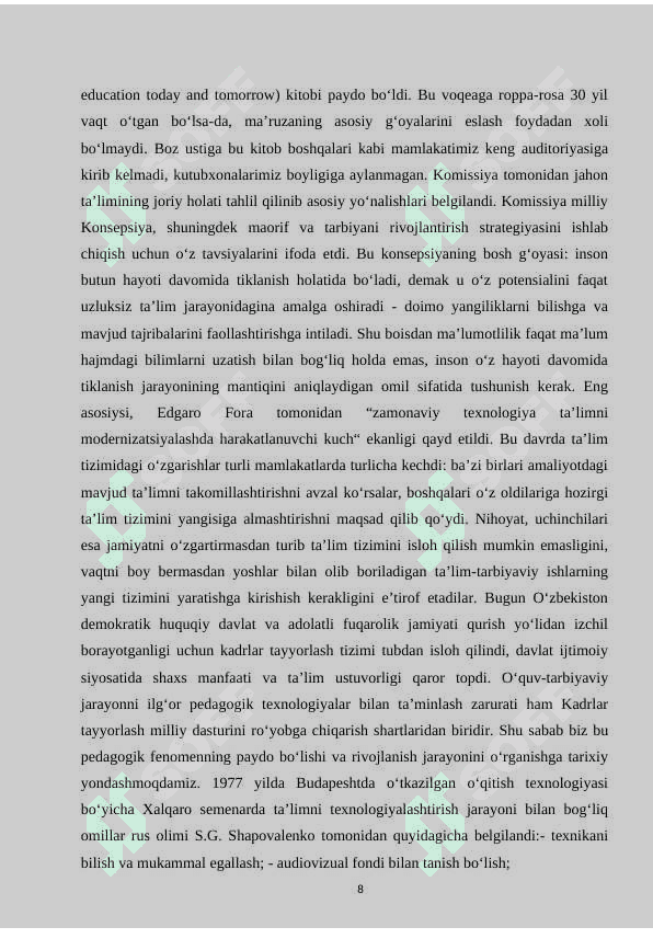 Akademik litsey o’quvchilari kommunikativ kompetenseyalarini rivojlantirishda texnalogiyalarning ahamiyati 8