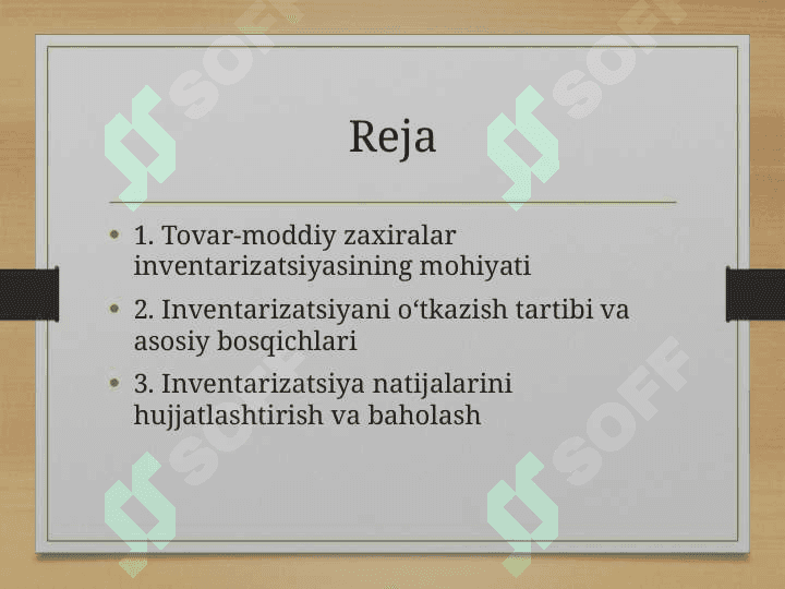 TOVAR-MODDIY ZAXIRALAR INVENTARIZATSIYASI 2