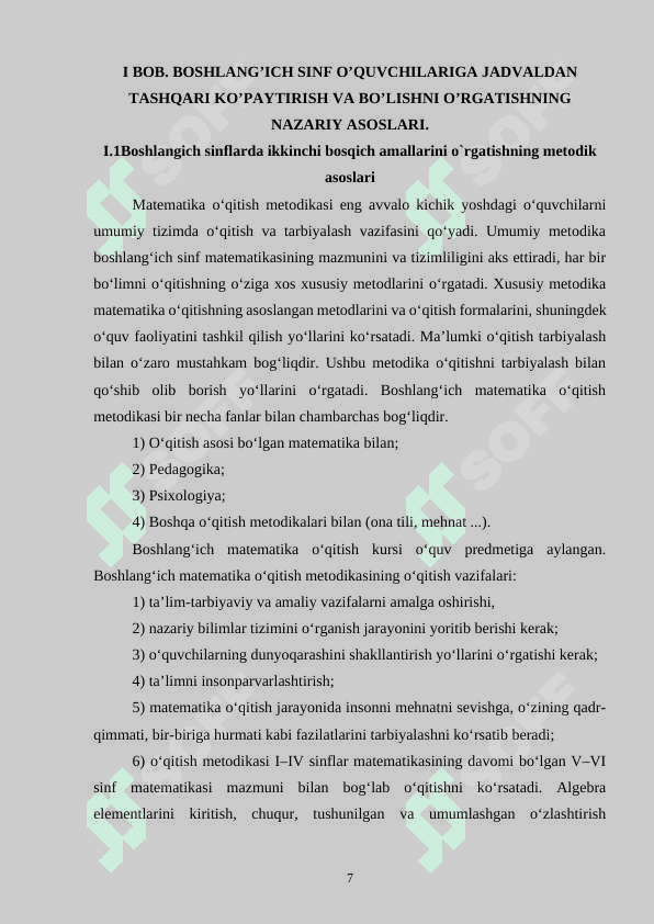 BOSHLANG‘ICH SINF O‘QUVCHILARIGA MATEMATIKA FANIDAN KO‘PAYTIRISH VA BO‘LISH ARIFMETIK AMALLARINI O‘RGATISH 7