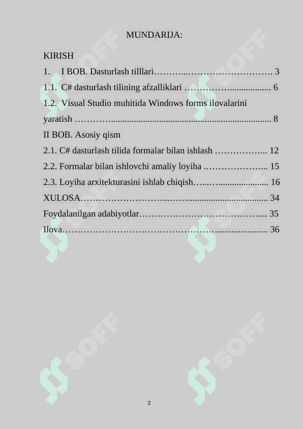C# dasturlash tilida formalar bilan ishlash 2