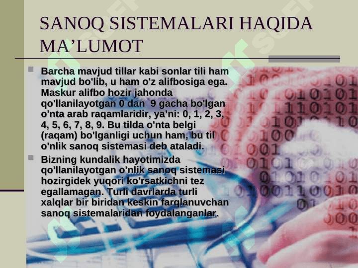 Sanoq sistemalari va ular ustida amallar 3