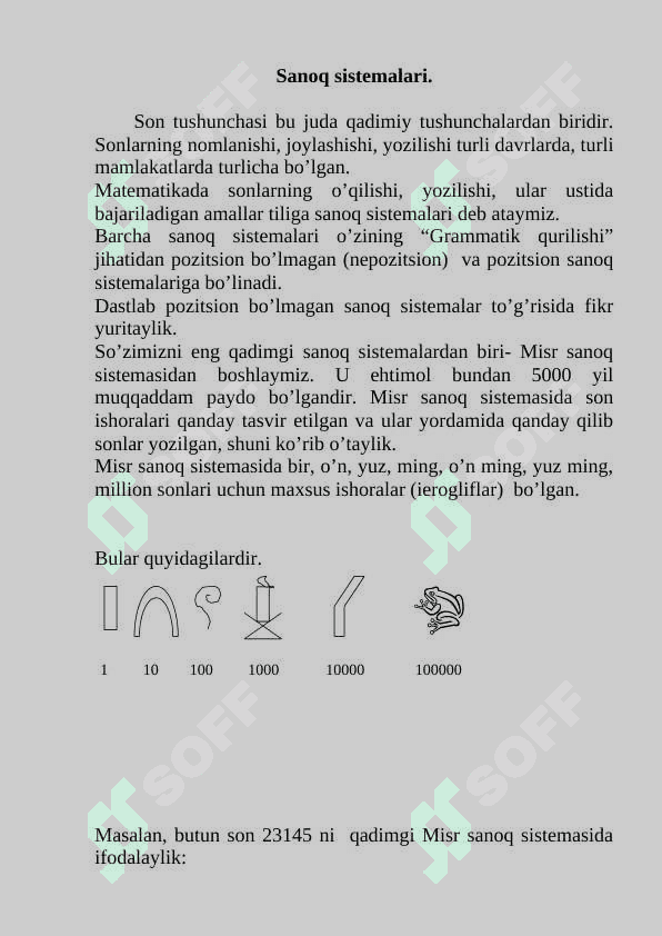 Sanoq sistemalari va ular ustida amallar 2