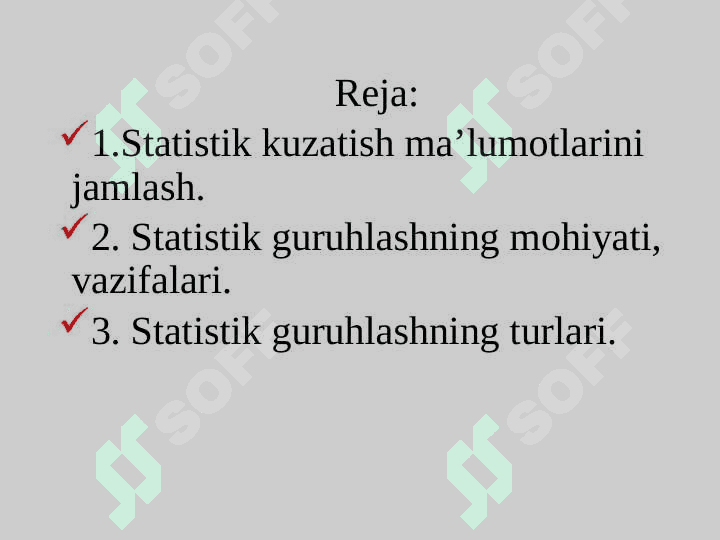 STATISTIK MA’LUMOTLARNI  TO’PLASH NAZARIYASI VA  AMALYOTI 2