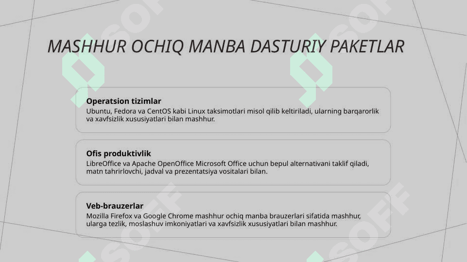 Ochiq kodli dasturiy paketlar: umumiy ko'rinish 4