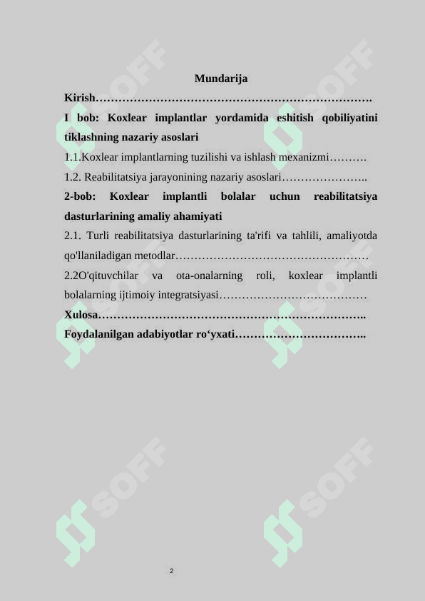 Koxlear implantli eshitishda nuqsoni boʻlgan bolalar reabilitatsiyasi 2