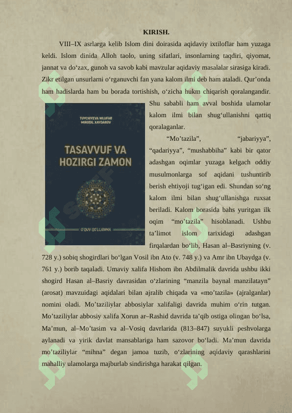 TASAVVUF (SUFIZM) VA HOZIRGI ZAMON 2