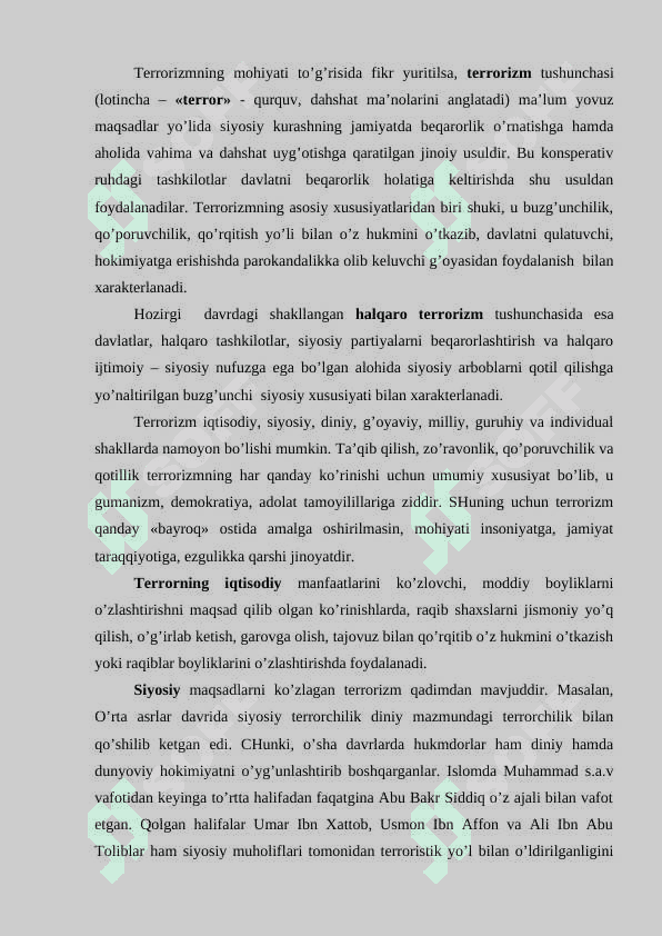 xalqaro tashkilotlarning terrorizmga qarshi kurashining ahamiyati 5