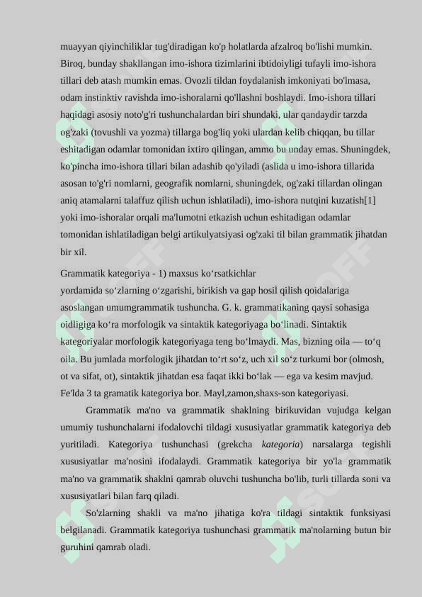 O’zbek imo-ishora tilida grammatik kategoriya 2