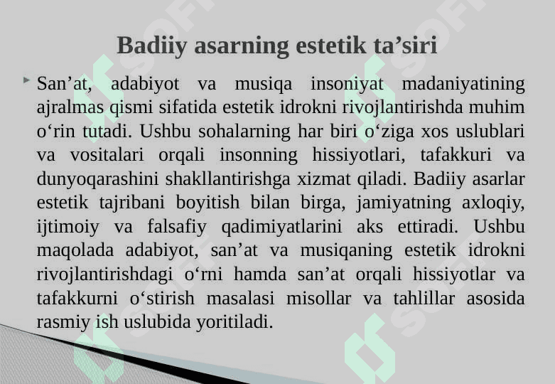 Dunyo estetik idrok etishda badiiy asarlarning ahamiyati 6