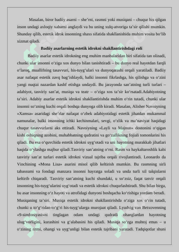 Dunyo estetik idrok etishda badiiy asarlarning ahamiyati 3