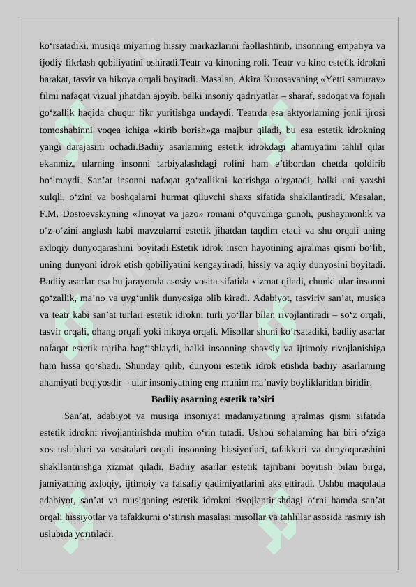 Dunyo estetik idrok etishda badiiy asarlarning ahamiyati 4