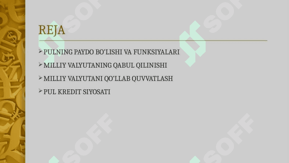 O’ZBEKISTON RESPUBLIKASIDA MILLIY VALYUTANI QO’LLAB –QUVVATLASH VA PUL KREDIT SIYOSATI 2