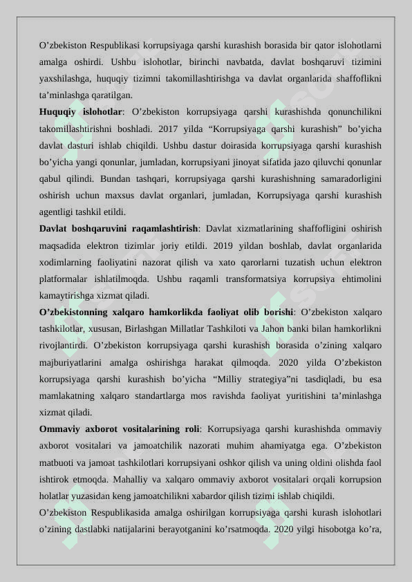O‘zbekistonda korrupsiyaga qarshi kurashish mexanizmlari 3