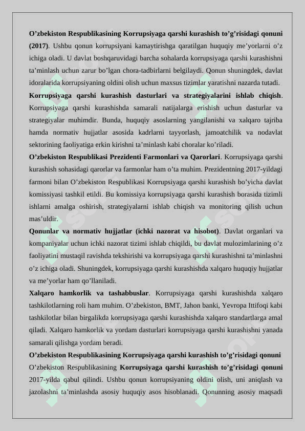 O‘zbekistonda korrupsiyaga qarshi kurashish mexanizmlari 5
