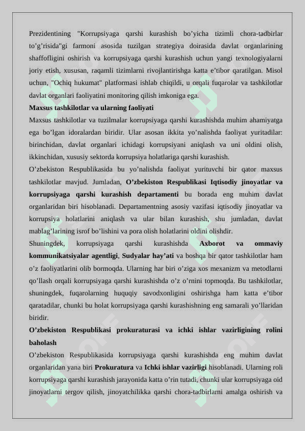 O‘zbekistonda korrupsiyaga qarshi kurashish mexanizmlari 8