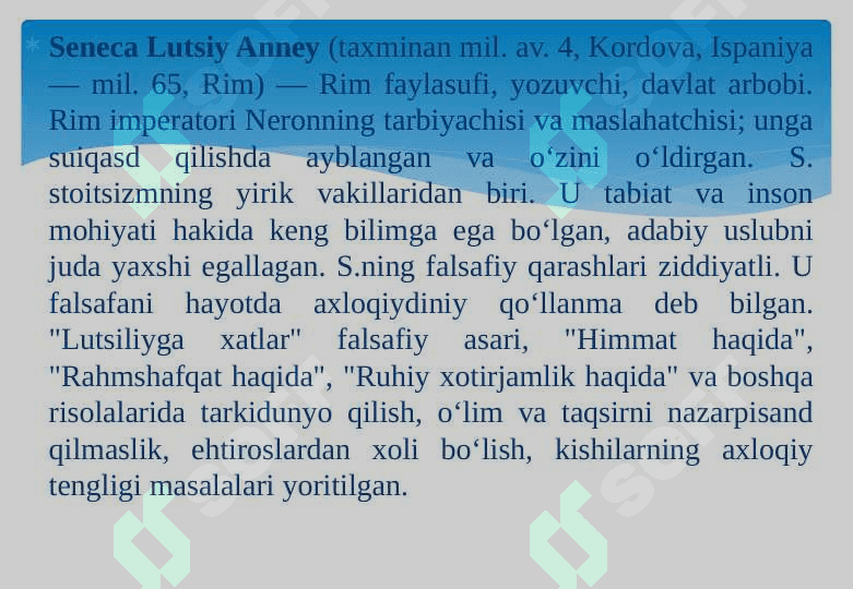 Senekaning “Lutsiliyga axloqiy xatlari” asari 4