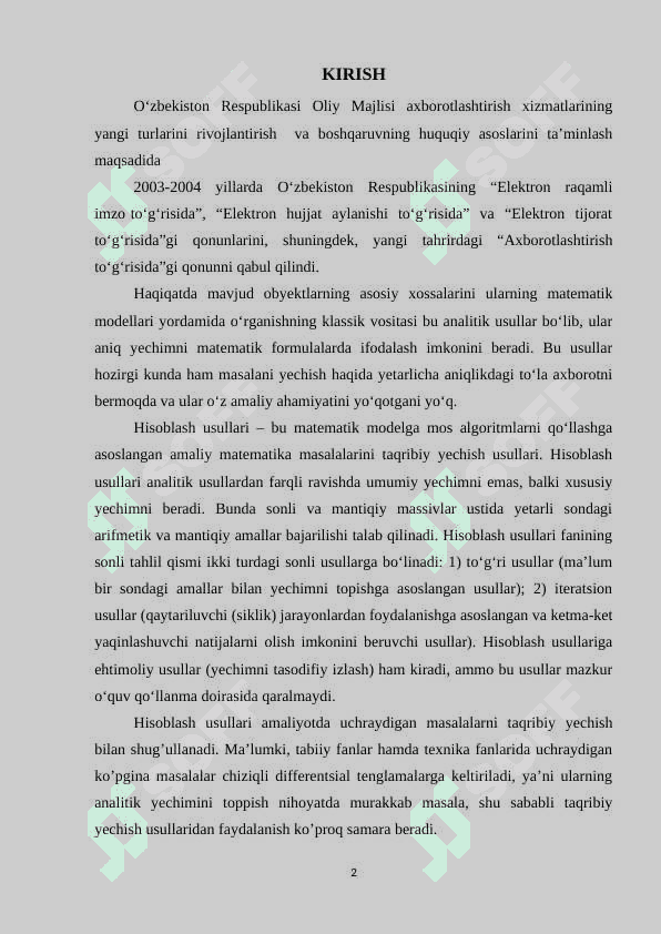 Integral tenglamalarni Kolokatsiya usuli bilan sonli yechish 2