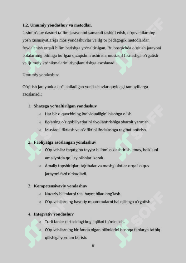 O‘QUV DASTURI TAHLILI. (2-SINF KESIMIDA) 8