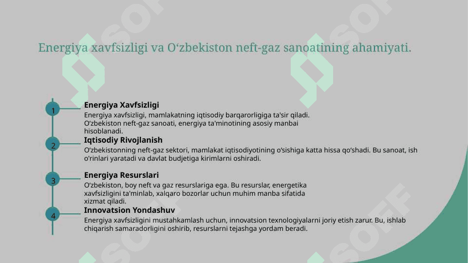 Oʻzbekiston neft va gaz sanoati korxonalarida ishlab chiqarishni rivojlantirish yoʻnalishlari 4