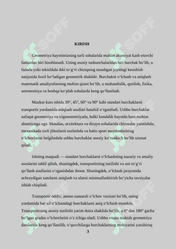 BURCHAK GRADUSI. 30, 45, 60, 90 GRADUSLI BURCHAKLARNI TRANSPORTIR YORDAMIDA O‘LCHASH 3
