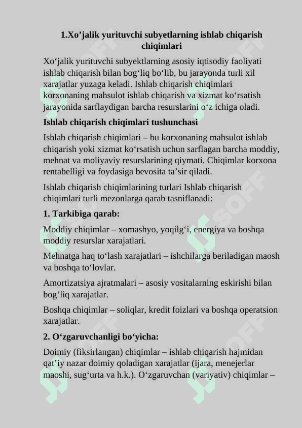 Xo’jalik yurituvchi subyektlarning ishlab chiqarish chiqimlari foydasi va rentabelligi 3