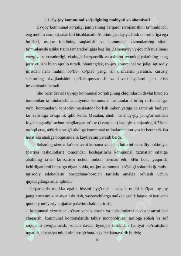 Uy-joy kommunal xo'jaligini rivojlantirish 5