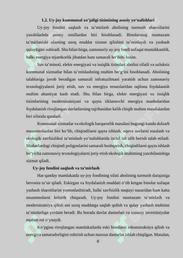 Uy-joy kommunal xo'jaligini rivojlantirish 8