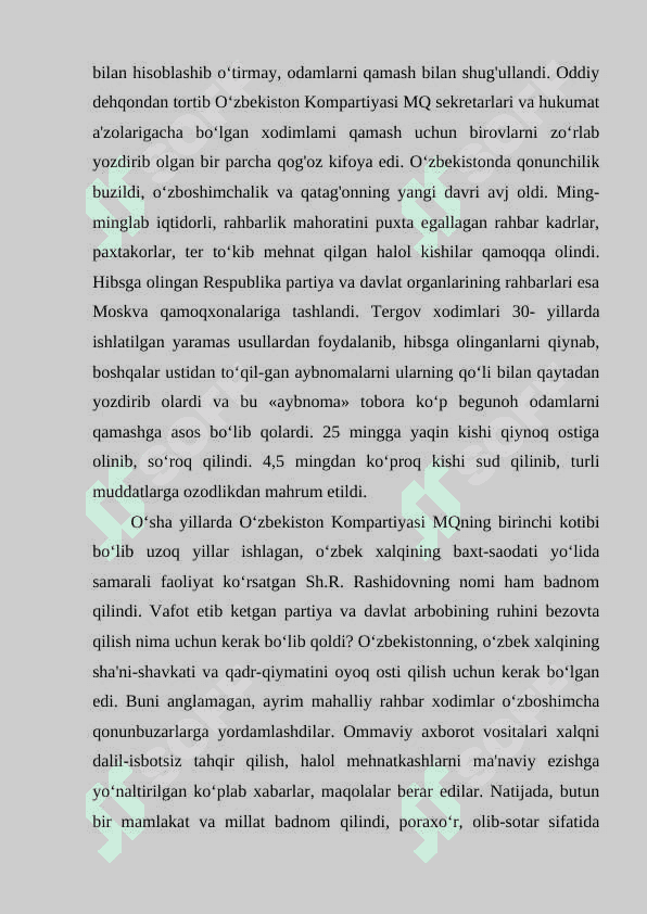 Mustaqillikka erishish arafasida O‘zbekistondagi ijtimoiy-iqtisodiy jarayonlar 8