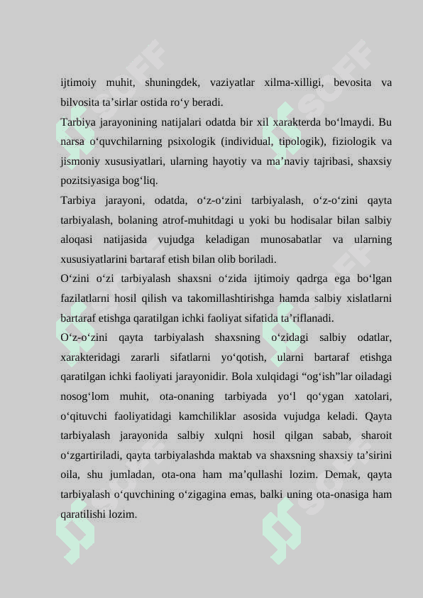 Pedagogik jarayonda tarbiyaning mazmuni 7