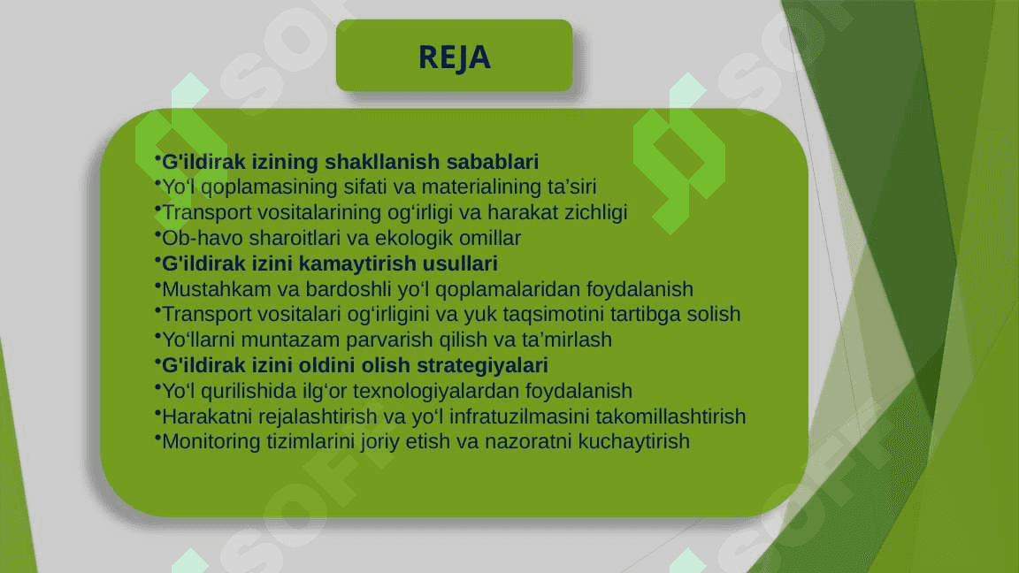 G'ildirak Izini Bartaraf Etish-Sabablarni Yo'qotish Strategiyalari 2