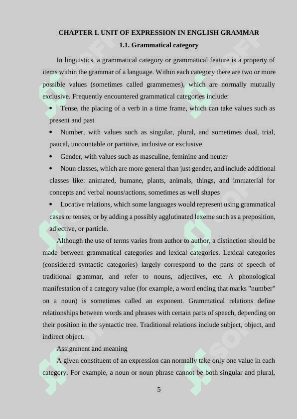 Grammatical categories, grammatical form and grammatical meaning. 5