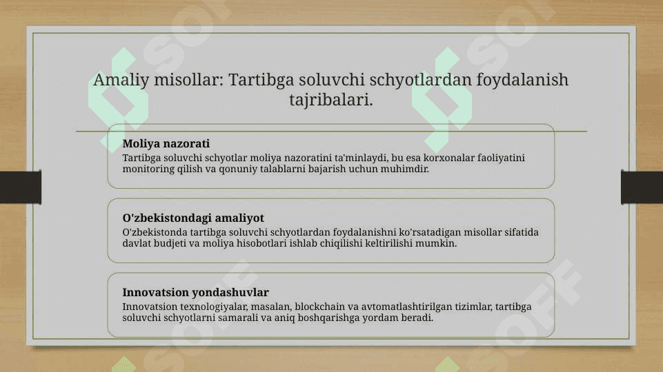 Tartibga soluvchi schyotlar 8