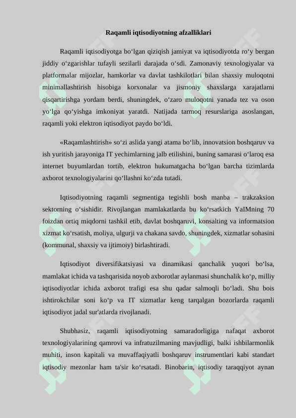 Raqamli iqtisodiyotning asosiy ko'rsatkichlari 2