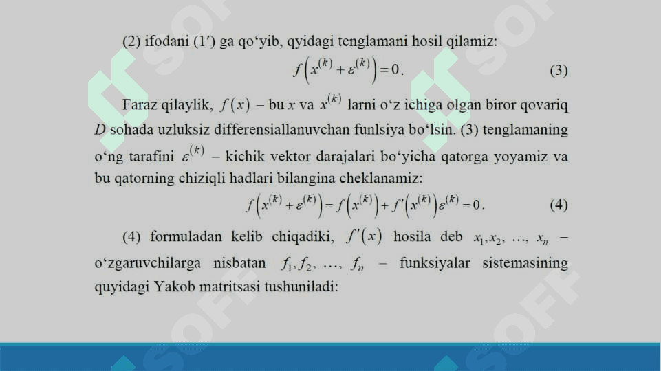 Chiziqsiz tenglamalar sistemasini yechishning iteratsion usullari | Sonli usullar 5