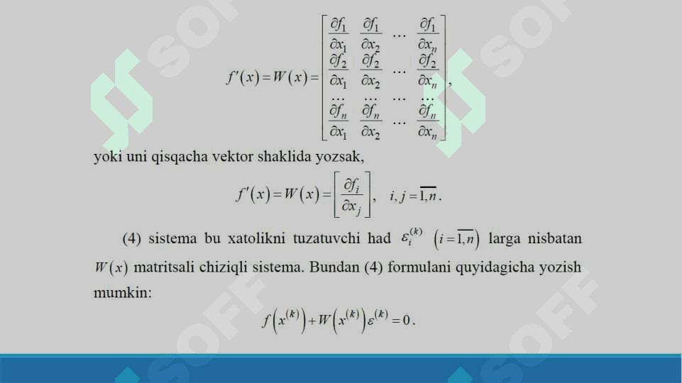 Chiziqsiz tenglamalar sistemasini yechishning iteratsion usullari | Sonli usullar 6