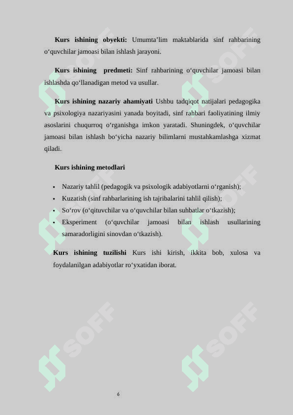 Sinf rahbarining o‘quvchilar jamoasi bilan ishlash usullari 6