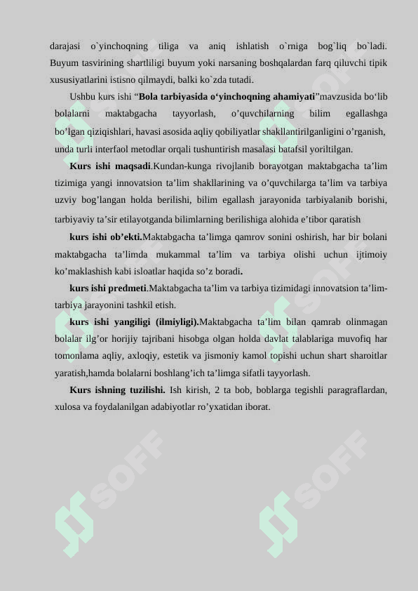 BOLA TARBIYASIDA O‘YINCHOQNING AHAMIYATI. Kurs ishi 5