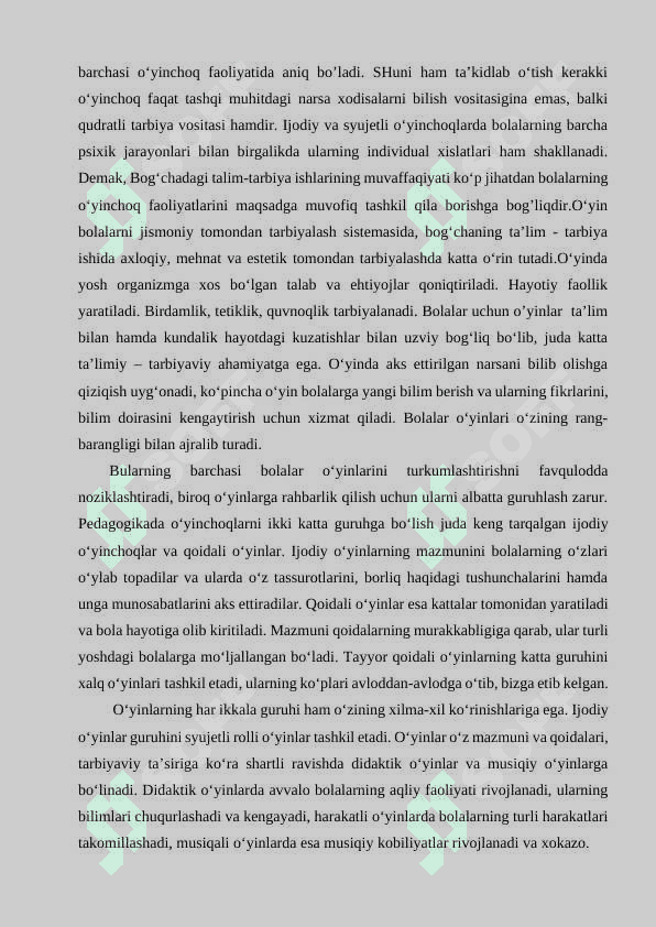 BOLA TARBIYASIDA O‘YINCHOQNING AHAMIYATI. Kurs ishi 8