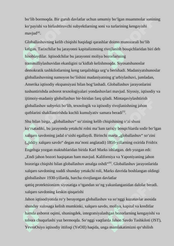 Globallashuvning dunyo iqtisodiy tizimiga ta'siri 2