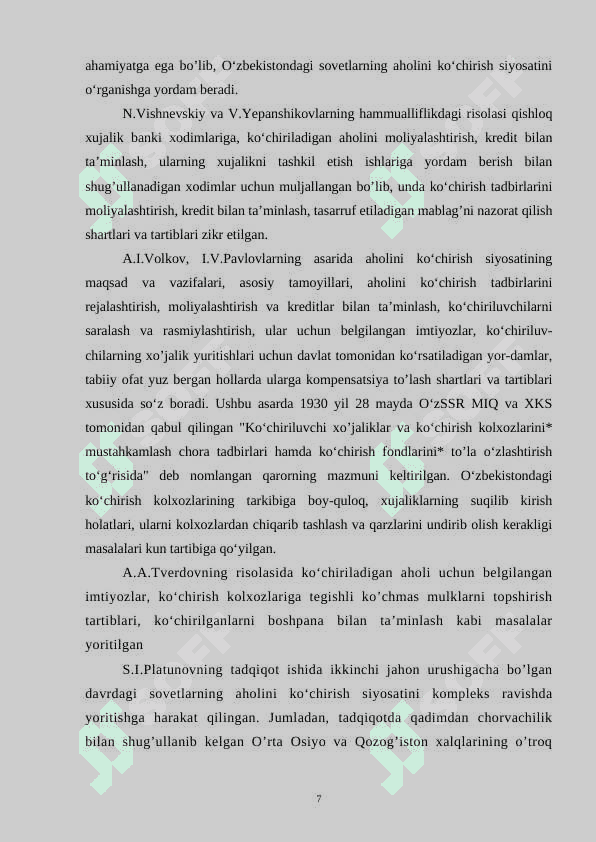 O’zbekistonda sovetlarning aholini ko’chirish siyosati va uning oqibatlari 7