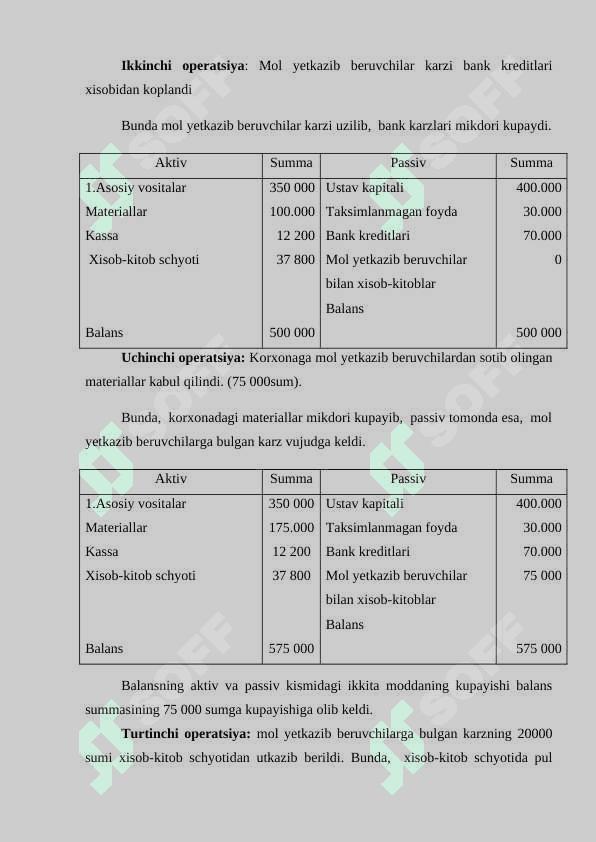Aktiv,passiv va aktiv passiv schyotlar va ularni oʻziga xos xususiyatlari 6