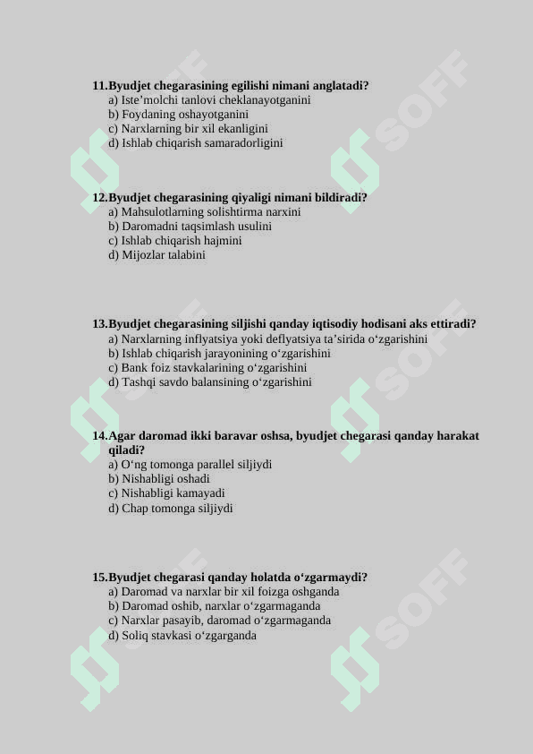 Byudjet chegarasi va uning o‘zgarishi test 3
