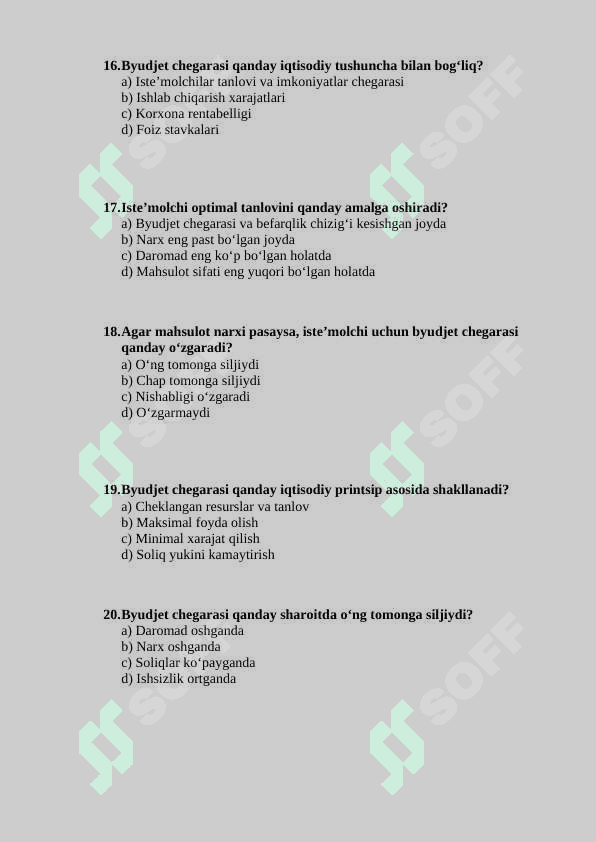 Byudjet chegarasi va uning o‘zgarishi test 4