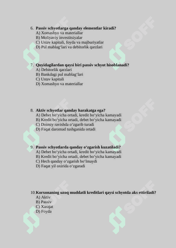 Davlat krediti test 2