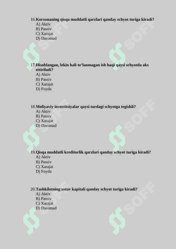 Davlat krediti test 4