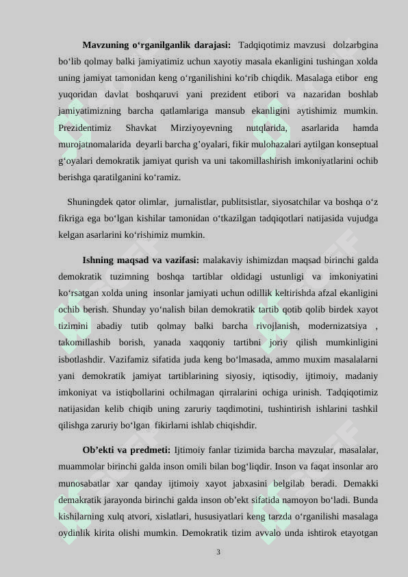 O’zbekistonda qurilayotgan fuqarolik jamiyati va o’ziga xos hususiyatlari 3