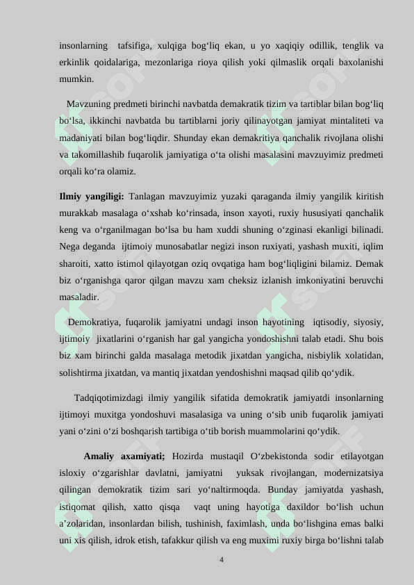 O’zbekistonda qurilayotgan fuqarolik jamiyati va o’ziga xos hususiyatlari 4