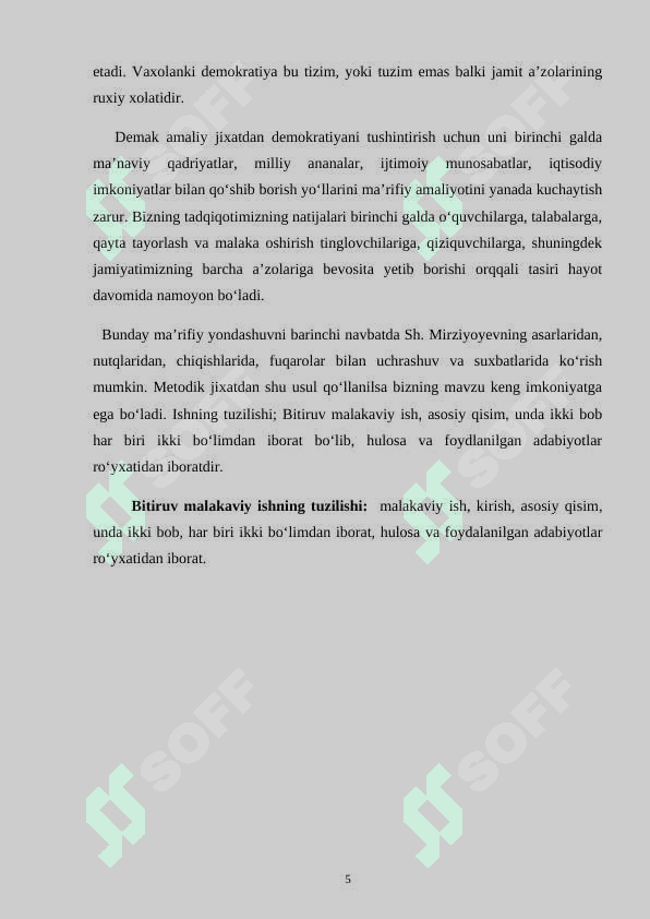 O’zbekistonda qurilayotgan fuqarolik jamiyati va o’ziga xos hususiyatlari 5
